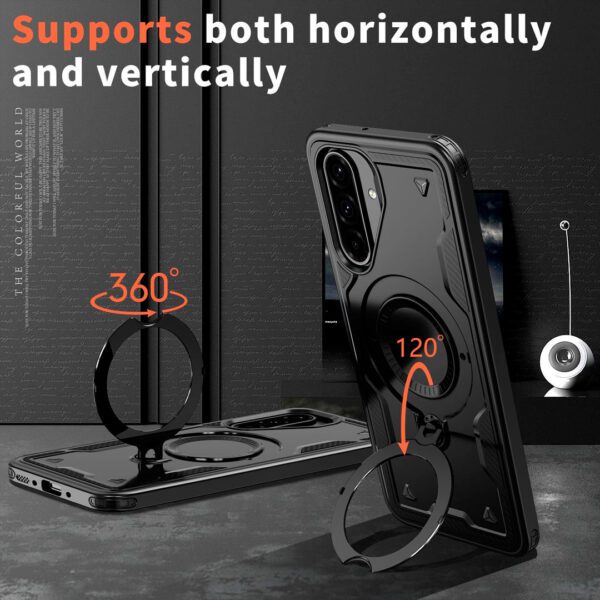 Samsung Galaxy A26 - Protector fuerte con soporte de anillo giratorio, serie Perrón - Imagen 8