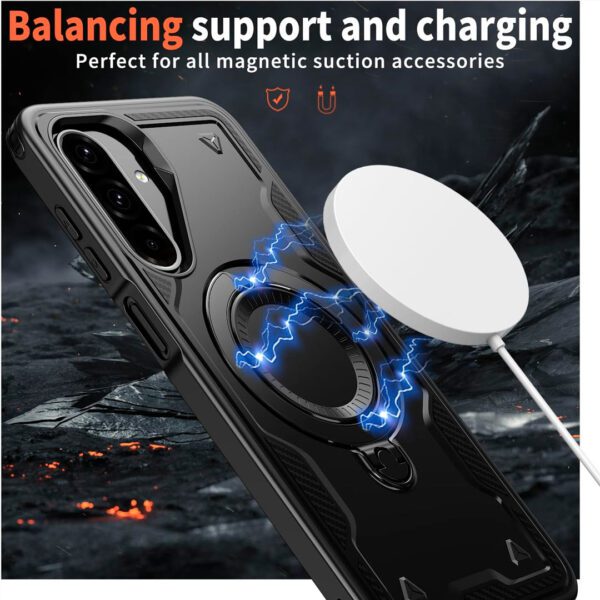 Samsung Galaxy A26 - Protector fuerte con soporte de anillo giratorio, serie Perrón - Imagen 9