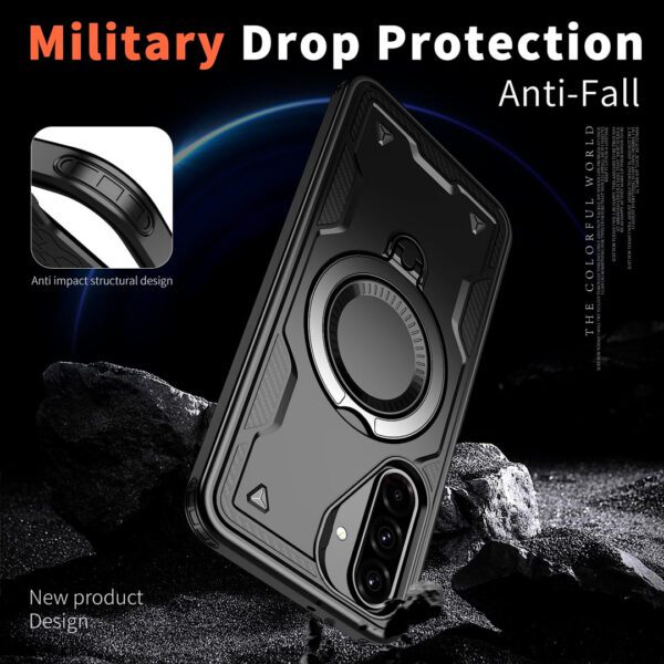 Samsung Galaxy A26 - Protector fuerte con soporte de anillo giratorio, serie Perrón - Imagen 11