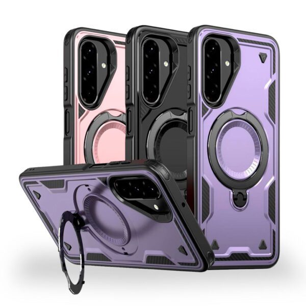 Samsung Galaxy A26 - Protector fuerte con soporte de anillo giratorio, serie Perrón