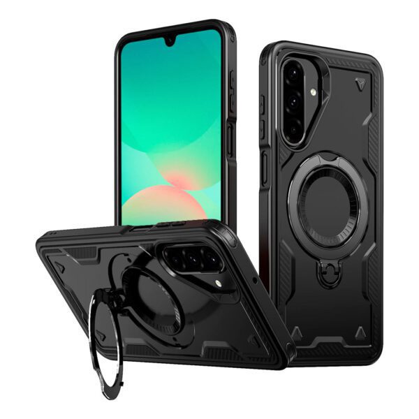 Samsung Galaxy A26 - Protector fuerte con soporte de anillo giratorio, serie Perrón - Imagen 3