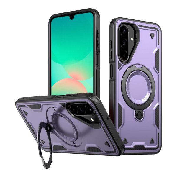 Samsung Galaxy A26 - Protector fuerte con soporte de anillo giratorio, serie Perrón - Imagen 4