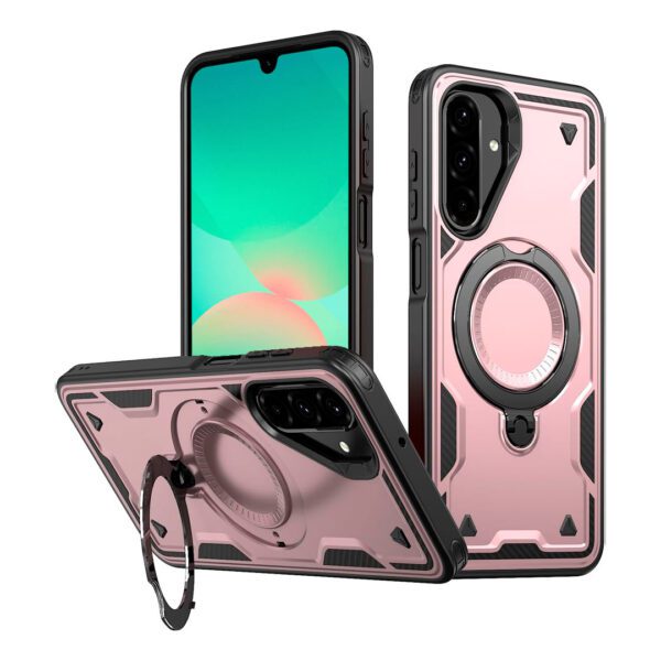 Samsung Galaxy A26 - Protector fuerte con soporte de anillo giratorio, serie Perrón - Imagen 5