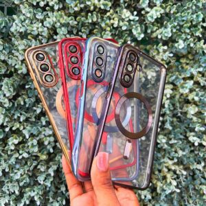 Samsung A26 & A56 – Protector magsafe transparente con bordes de color serie vigor