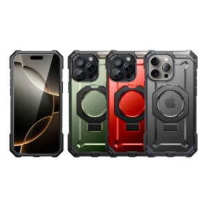 iPhone 16 Pro Max - Protector fuerte con soporte magnético y botón de captura de control de cámara, Serie UB Grip