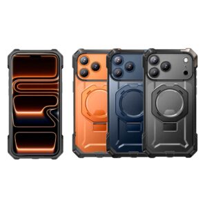 iPhone 17 Pro Max - Protector fuerte con soporte magnético y botón de captura de control de cámara, Serie UB Grip