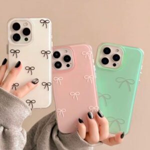 iPhone 13 Pro Max - Protector con diseño de moñitos, delgado y resistente, serie Moñito