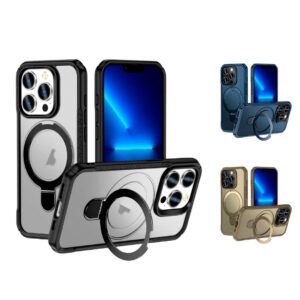 iPhone 13 Pro Max - Protector magnético, con soporte de anillo, serie Roble