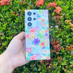 Samsung S22 Ultra & S23 Ultra - Protector con diseño de flores 3D y pulsera de agarre, serie Jardín